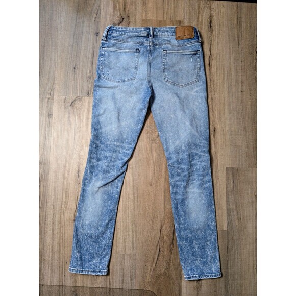 American Eagle SIze 32X31 Distressed Patched Skinny Jeans Acid Wash Stretch - Picture 3 of 10